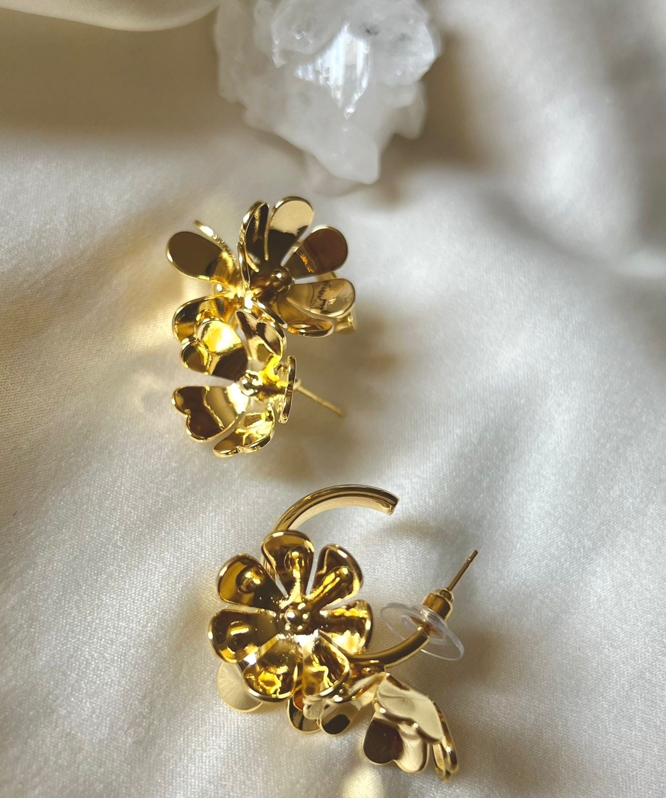 Golden Daisy Hoops