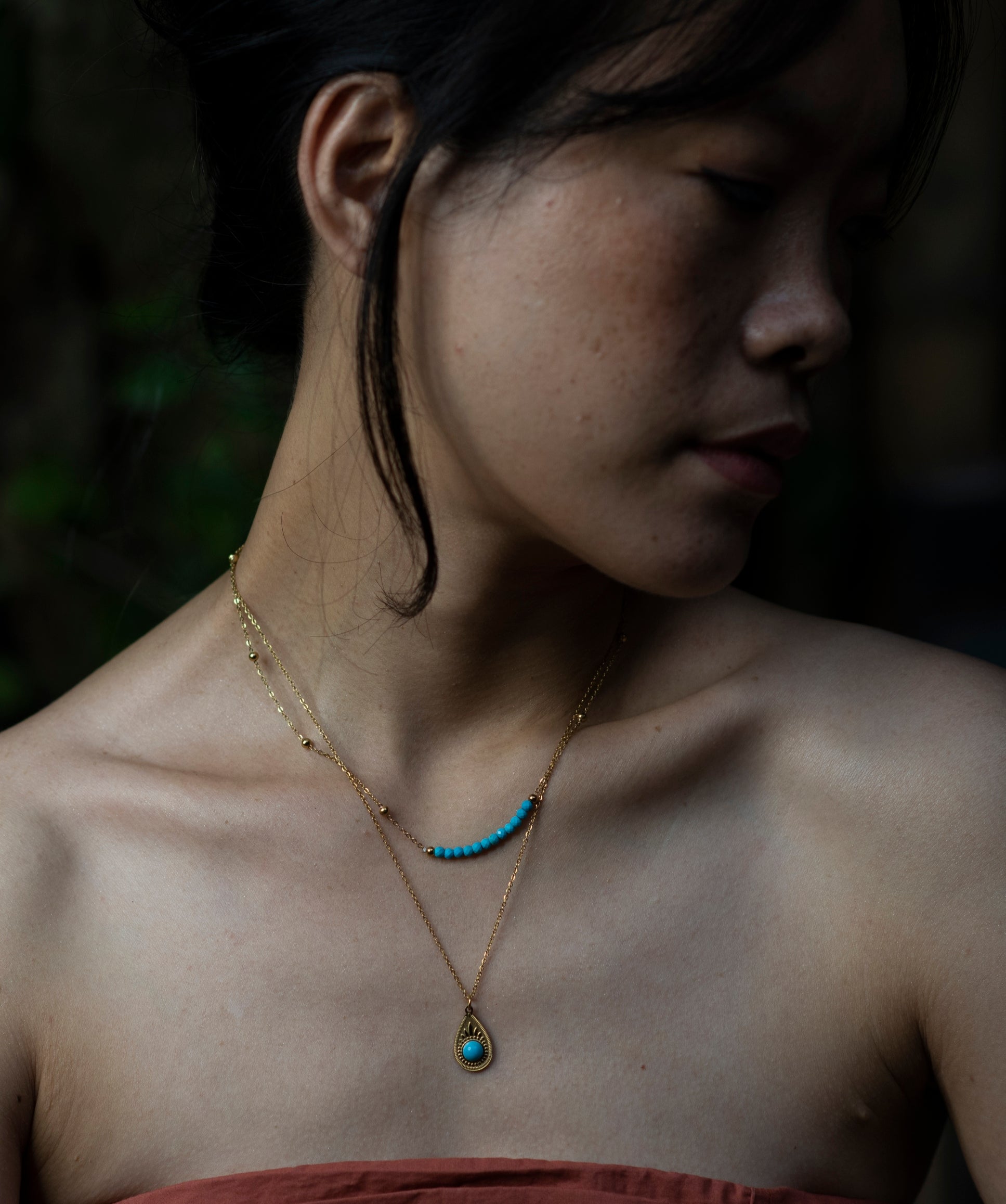 shanti turquoise double necklace