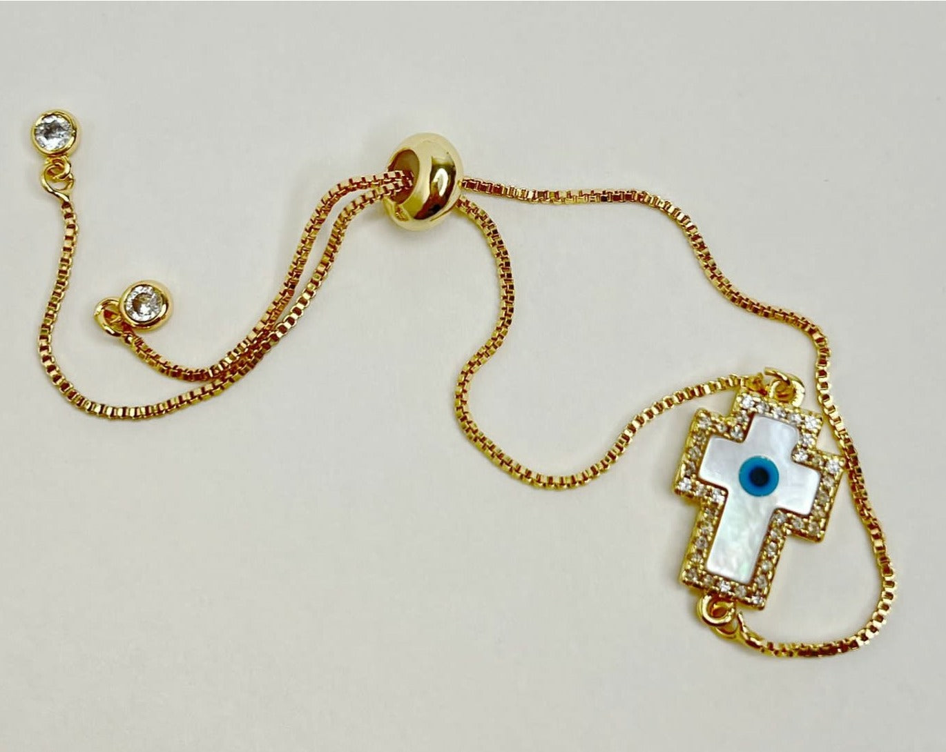 Double Protection Cross and Evil Eye Bolo Bracelet